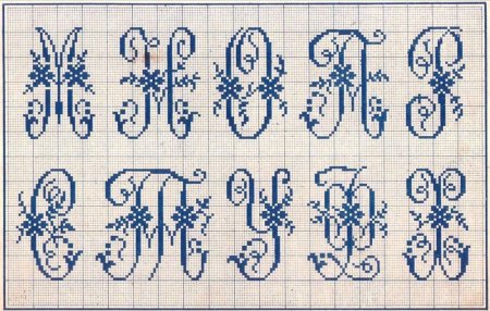 Вышитые буквы крестиком