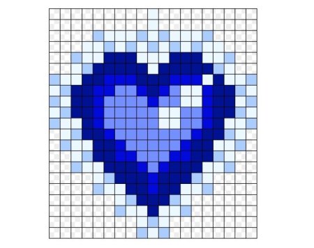 Сердечко по клеточкам в тетради