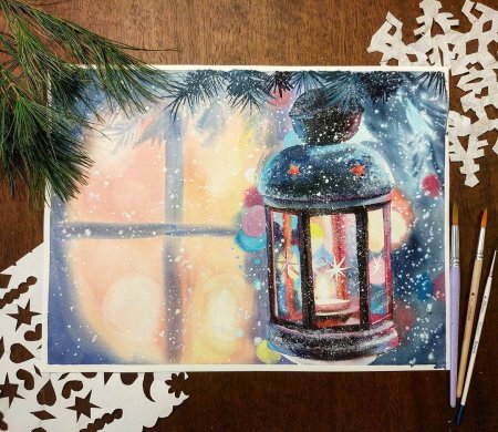 Рисование зимний пейзаж