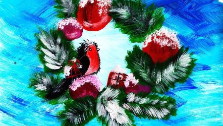 Новогодние открытки гуашью