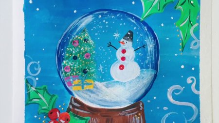 Урок рисования зима гуашью