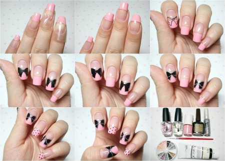 Черно белый маникюр простой