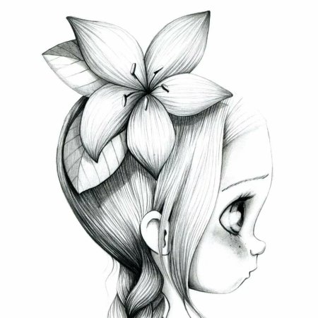 Рисунок девочки для срисовки лёгкий