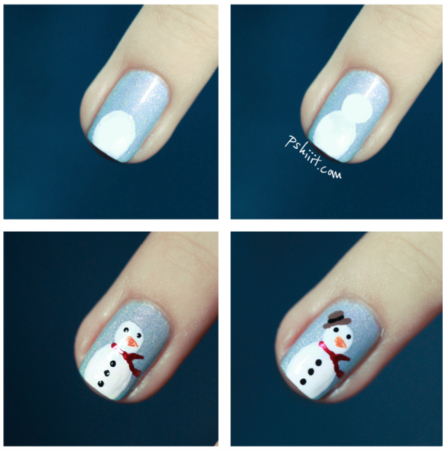 Легкий новогодний маникюр