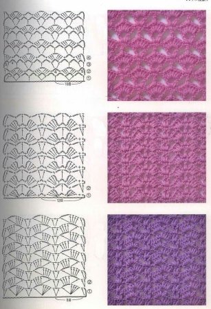 Узор Ракушка крючком схема и описание для начинающих