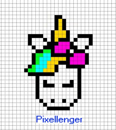 Рисование по клеткам Единорог