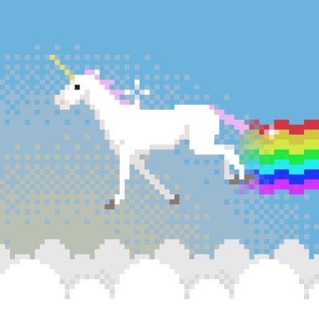 Рисование по клеточкам Единорог с радугой