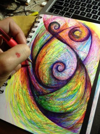 Узоры красками на бумаге