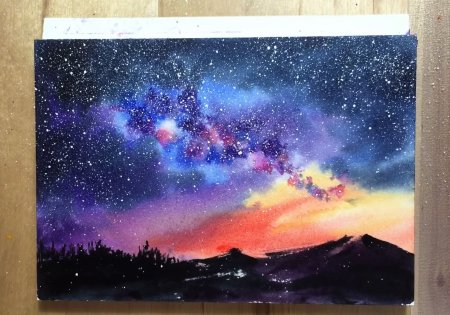 Рисунки космоса красками для начинающих