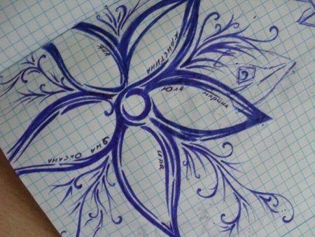 Зарисовки ручкой в тетради