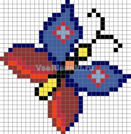 Рисование по клеточкам бабочка