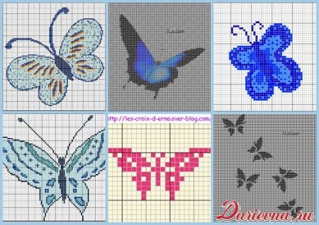 Вышивка бабочка несложная крестом