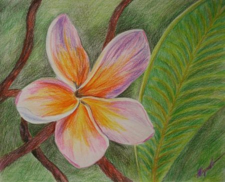 Пейзаж цветными карандашами