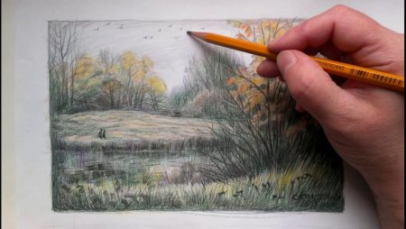 Рисунки акварельными карандашами