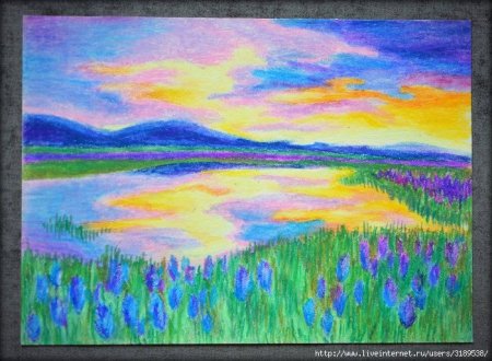 Легкие пейзажи цветными карандашами