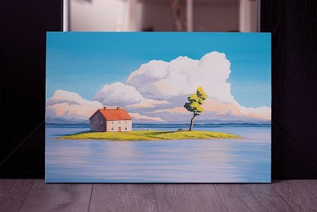 Пейзаж моря красками