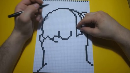 Рисунки по клеткам на тетрадном листе