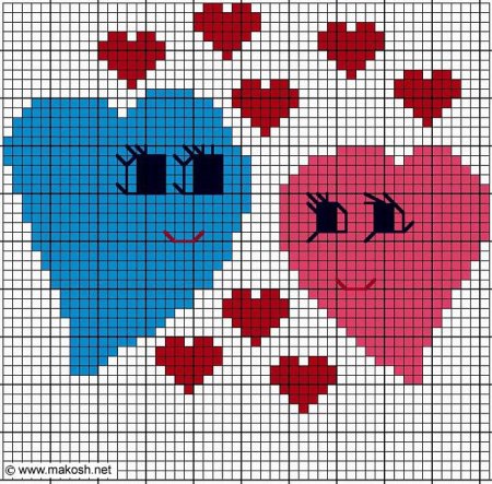 Схемы вышивки крестом сердечки