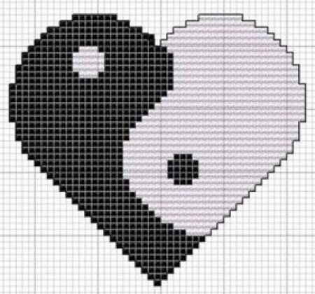 Сердечко по клеточкам в тетради