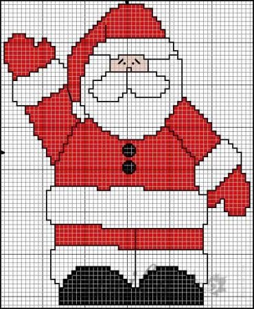 Дед Мороз по клеточкам в тетради