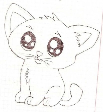 Кошка рисунок карандашом