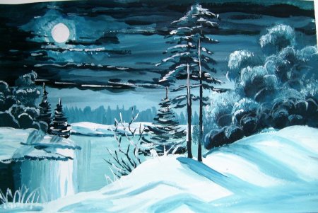 Зимний пейзаж рисунок