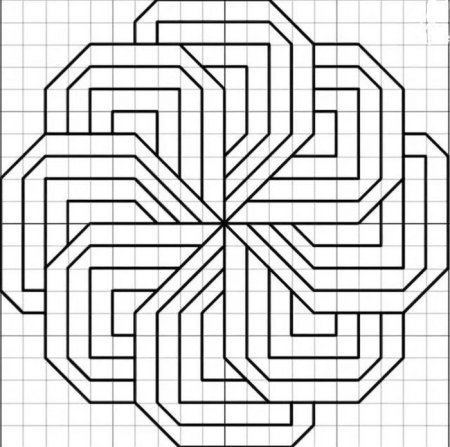 Рисунки по клеткам чёрной ручкой