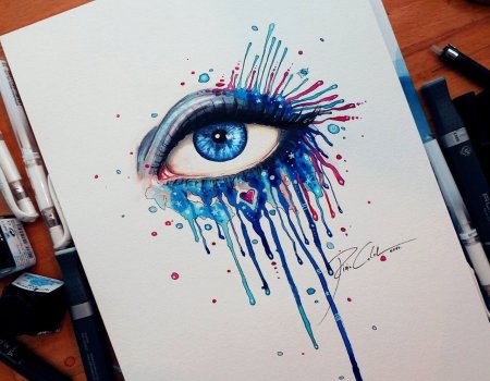 Картина красками девушка в очках