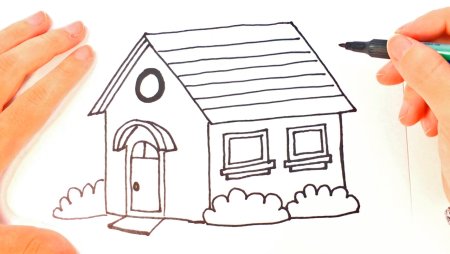 Объемный дом карандашом