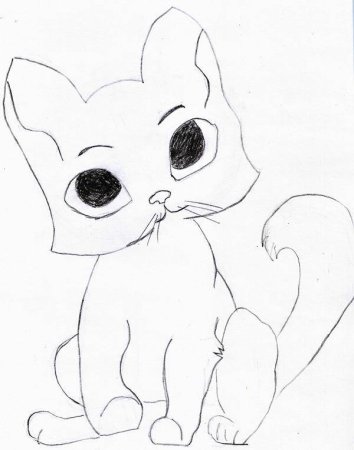 Кошка карандашом
