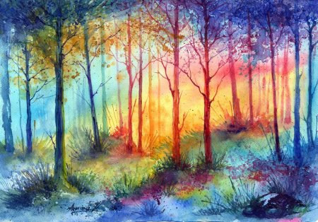 Пейзаж весенний пленэр акварель