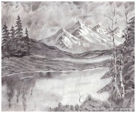 Пейзаж карандашом