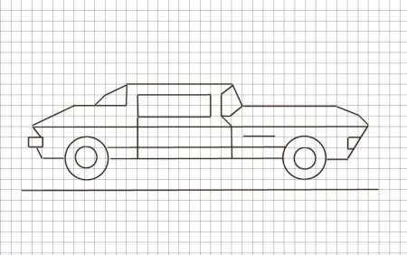 Машинки по клеточкам в тетради