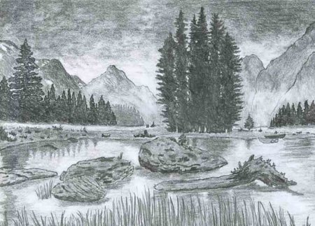 Пейзажи для срисовывания карандашом