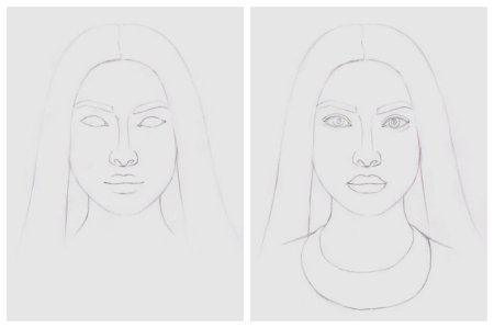 Портрет девушки по этапно