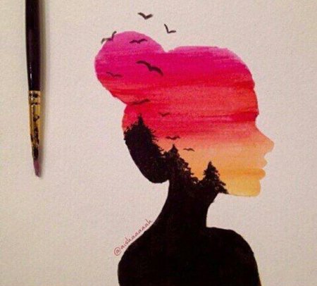 Пейзаж акварелью