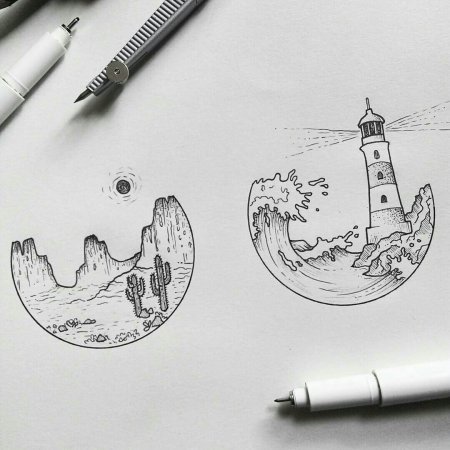 Рисование черной гелевой ручкой