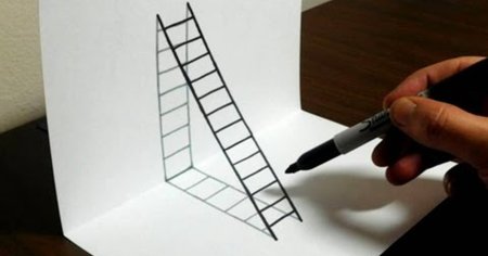 3д лестница на бумаге