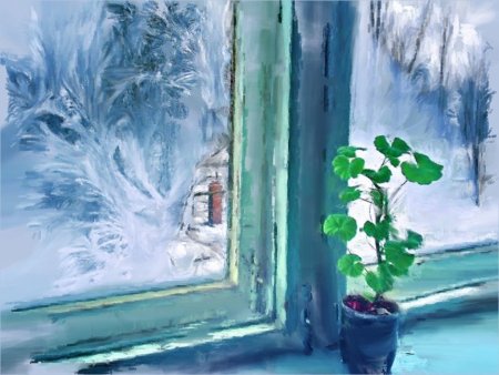 "Зимнее окно" художник л.Романова