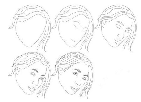Поэтапное рисование лица девочки