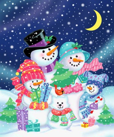 Разноцветные Снеговики