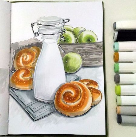 Рисунки для скетчбука еда лёгкая