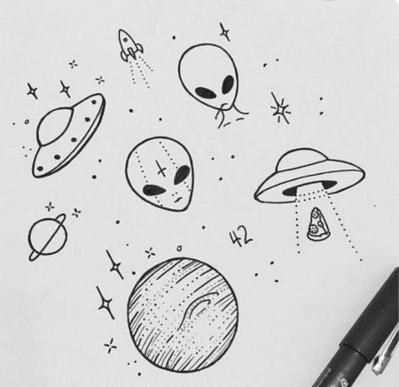 Рисунок космоса карандашом для срисовки