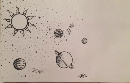 Рисунок космос карандашом красивый