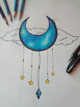Рисунки для срисовки лёгкие космос