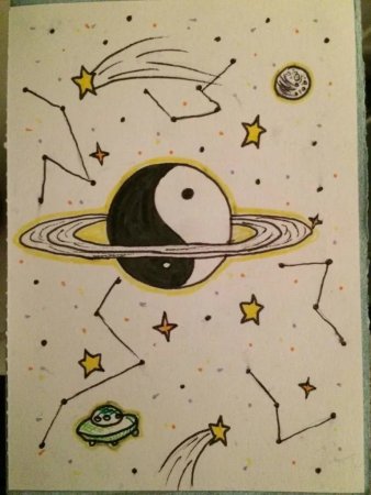 Рисунок на тему космос карандашом