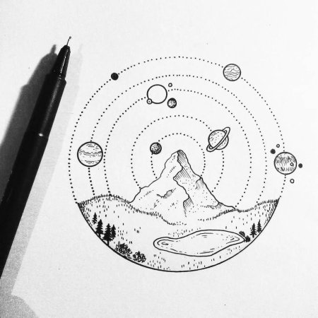 Рискунки чёрной ручкой