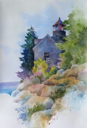 Простой пейзаж акварелью