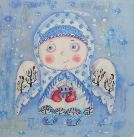 Батик зимний пейзаж