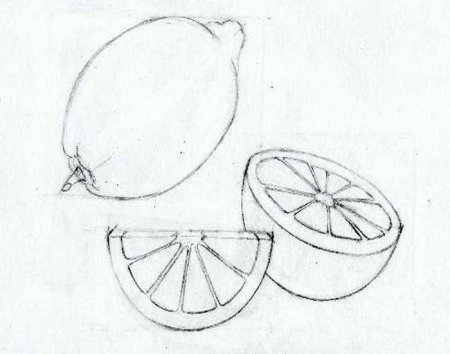 Схема рисования овощей и фруктов